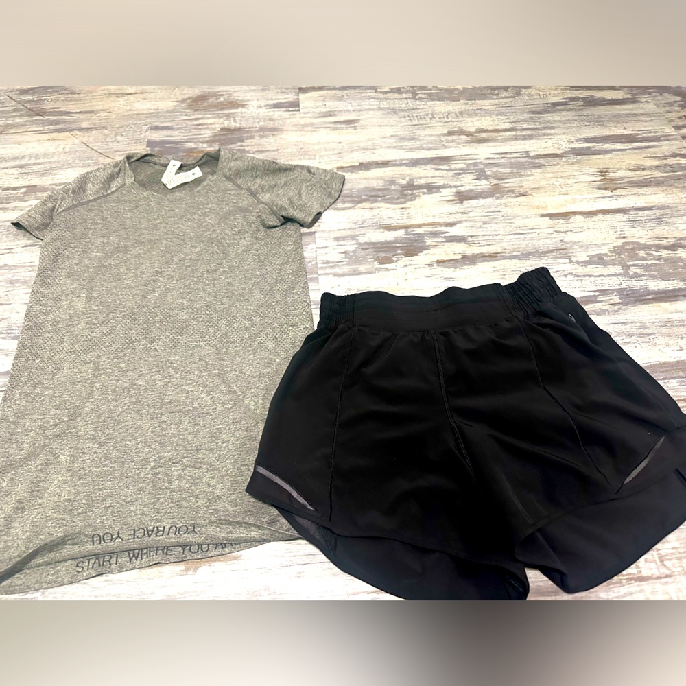 Lululemon Swiftly Tee and Hottie Hot 4” inseam shorts